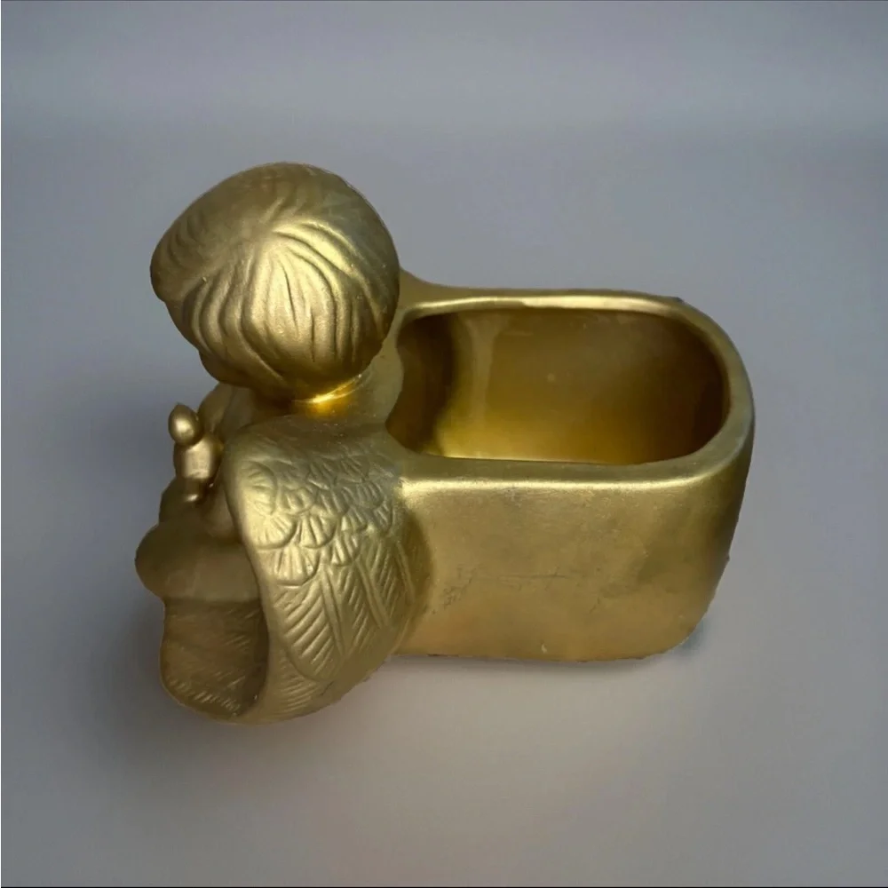 Elegant Gold Cherub Planter